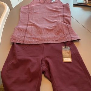 NWT natural size small bike shorts and xs run tank from allbirds in aubergine